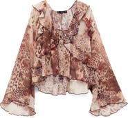 MANGO Print Ruffle Top