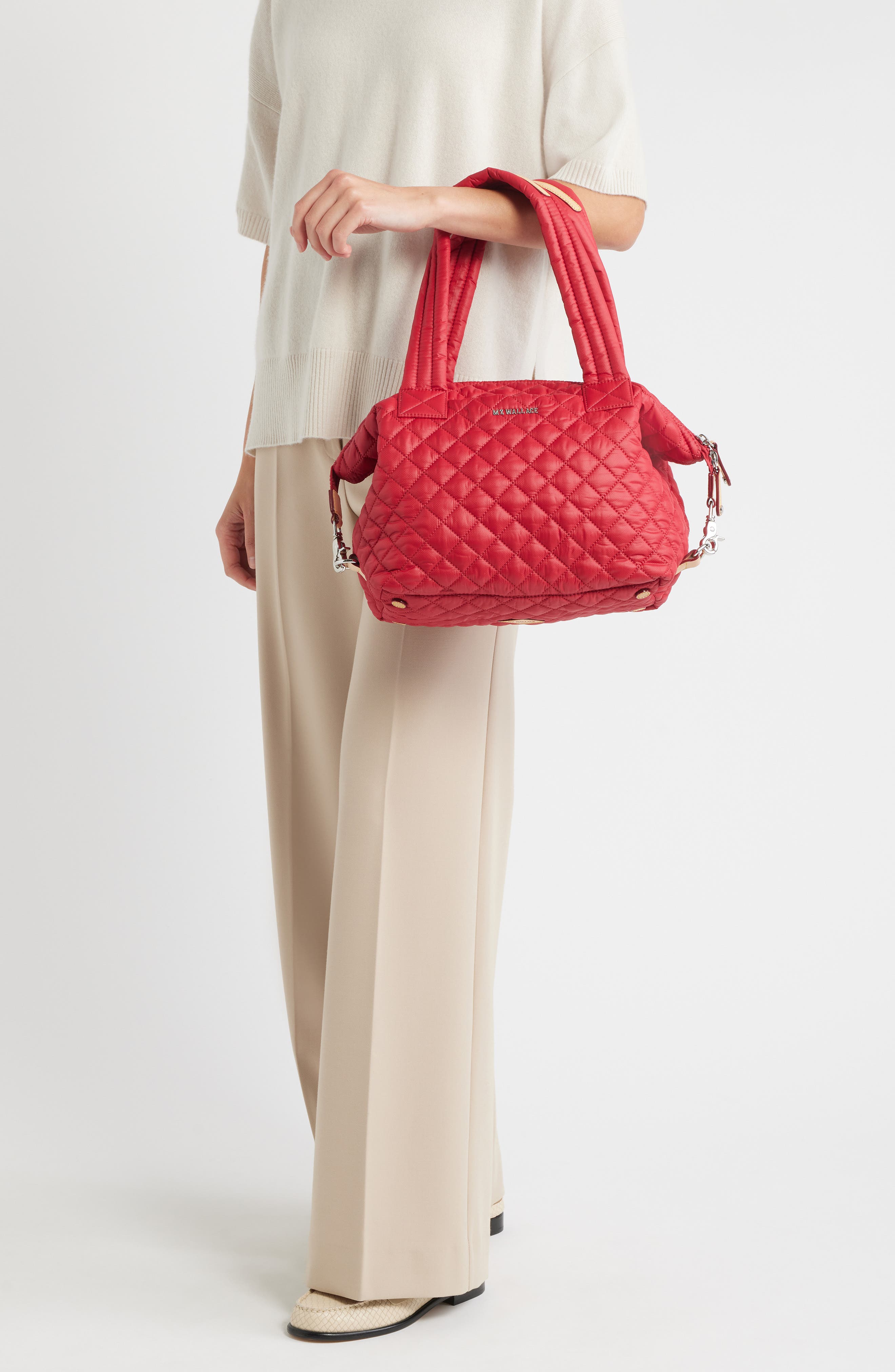 MZ Wallace Medium Sutton Deluxe Quilted Nylon Tote, Alternate, color, Apple