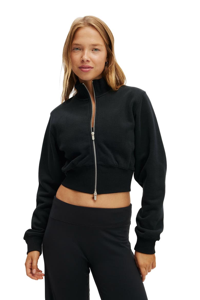 Women's Active Plush Fitted Zip Through, Main, color, Black