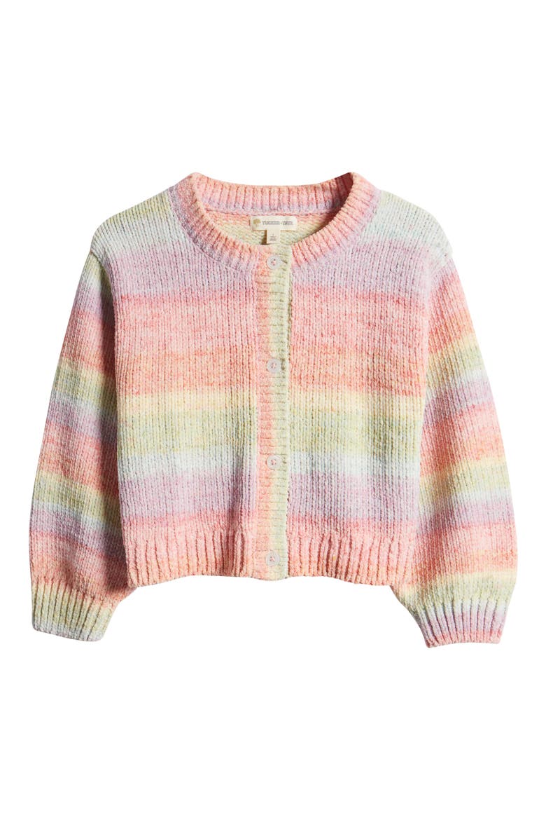 Kids' Rainbow Cardigan, Main, color, CORAL PARADISE MULTI