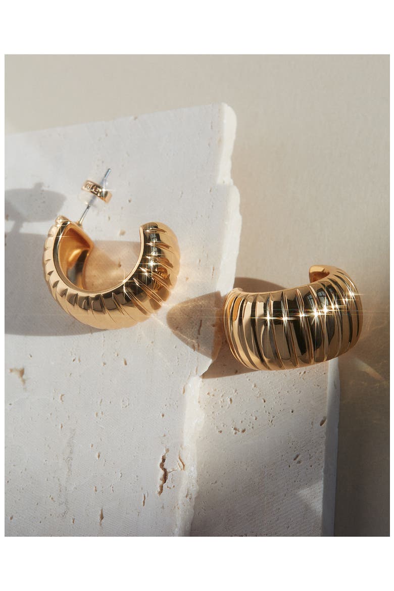Remy Ridged Hoop Earrings, Alternate, color, GOLD