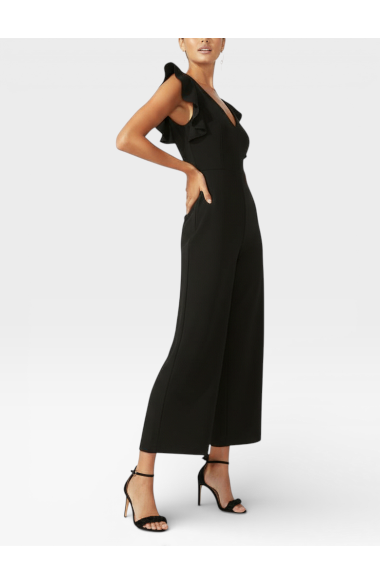 RACHEL Rachel Roy Kate Ruffle Sleeve V-Neck Jumpsuit, Alternate, color, Black