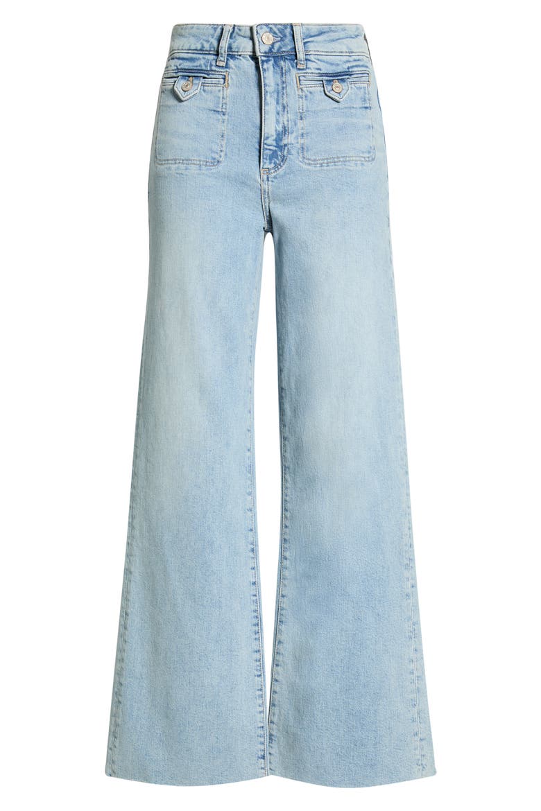 Anessa Button Pocket High Waist Raw Hem Wide Leg Jeans, Alternate, color, CANOGA