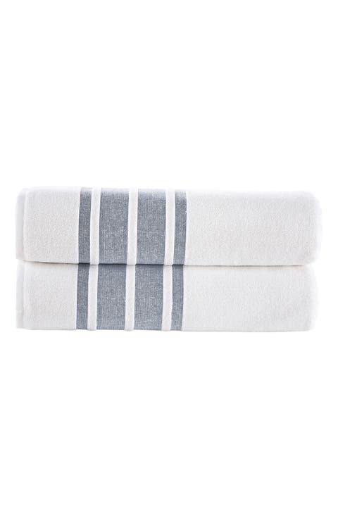 Contrast Boarder 2-Piece Towel Set