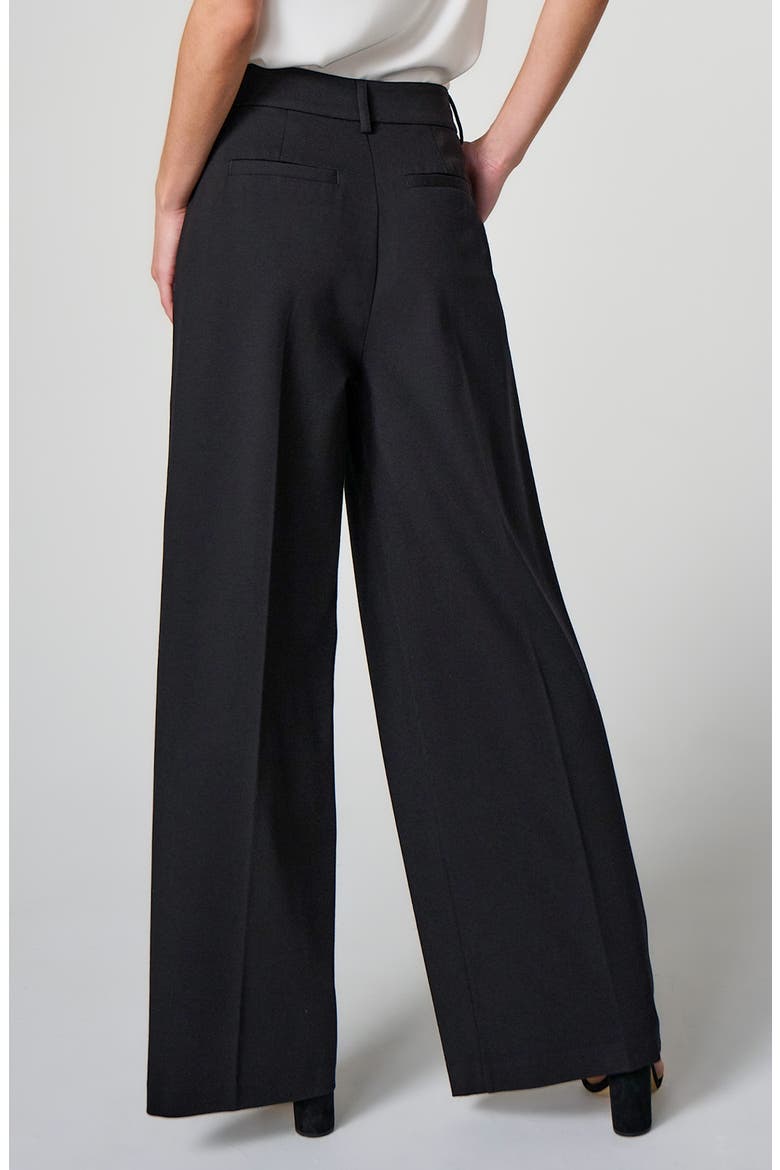 High Waist Pleated Wide Leg Ankle Pants, Alternate, color, BLACK
