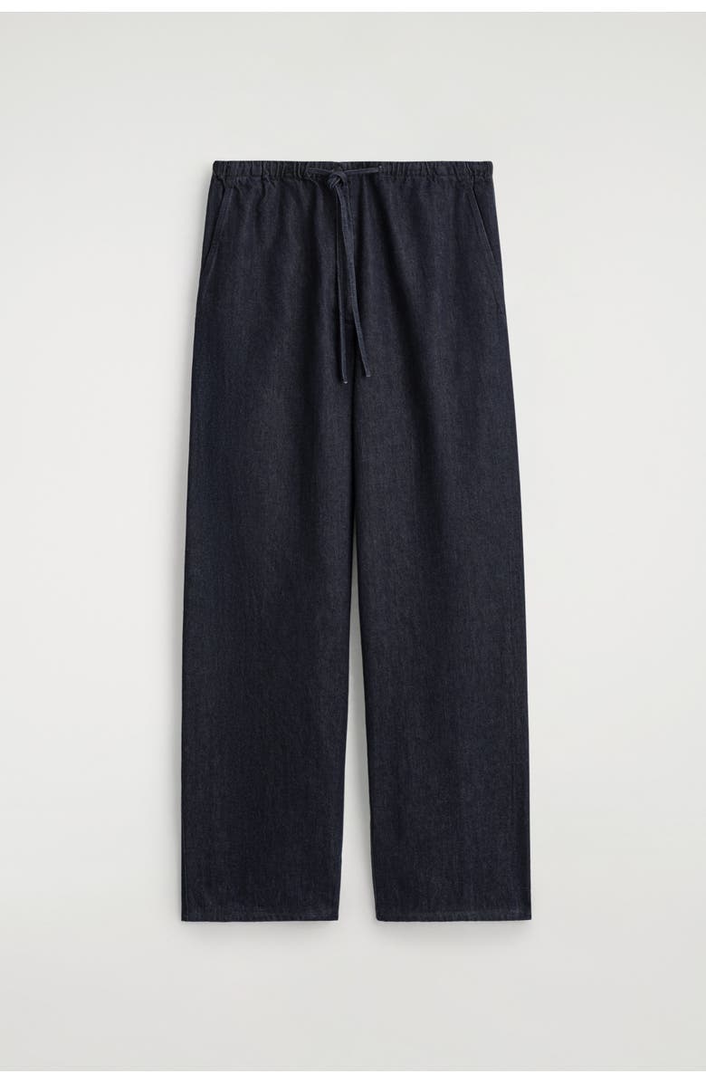COS Drawstring Denim Pants, Alternate, color, Indigo