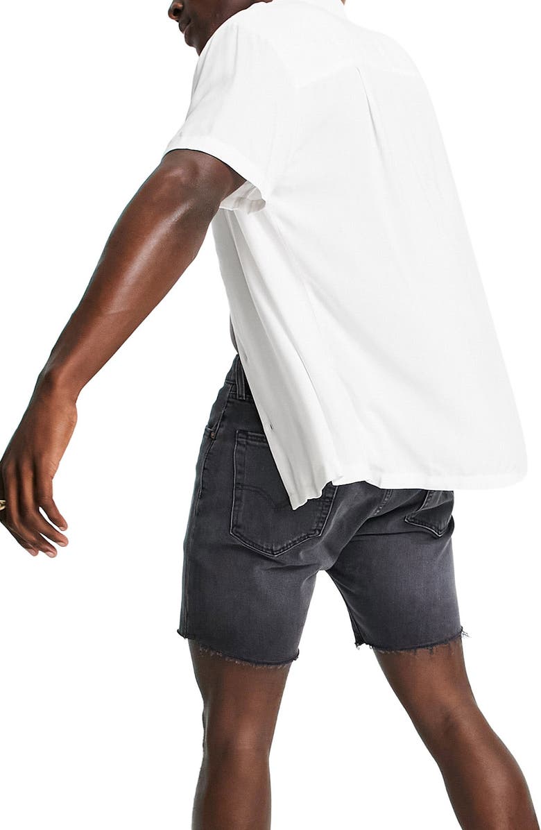 Topman Deep V Button-Up Shirt, Alternate, color, White