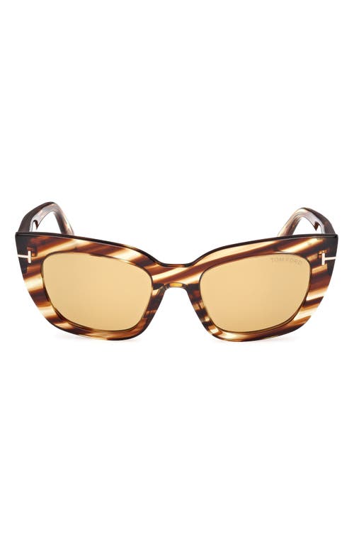 Tom Ford Athena Acetate Cat-eye Sunglasses In Striped Brown/yellow