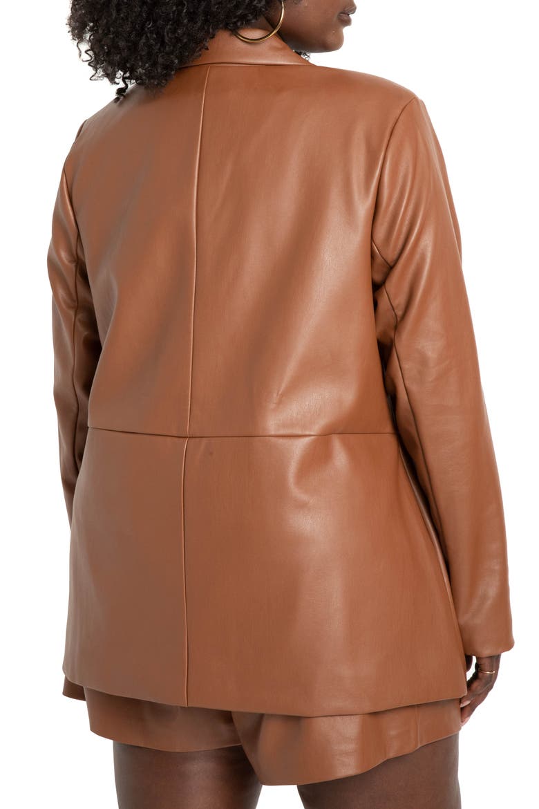 Faux Leather Double Breasted Blazer, Alternate, color, SORREL HORSE