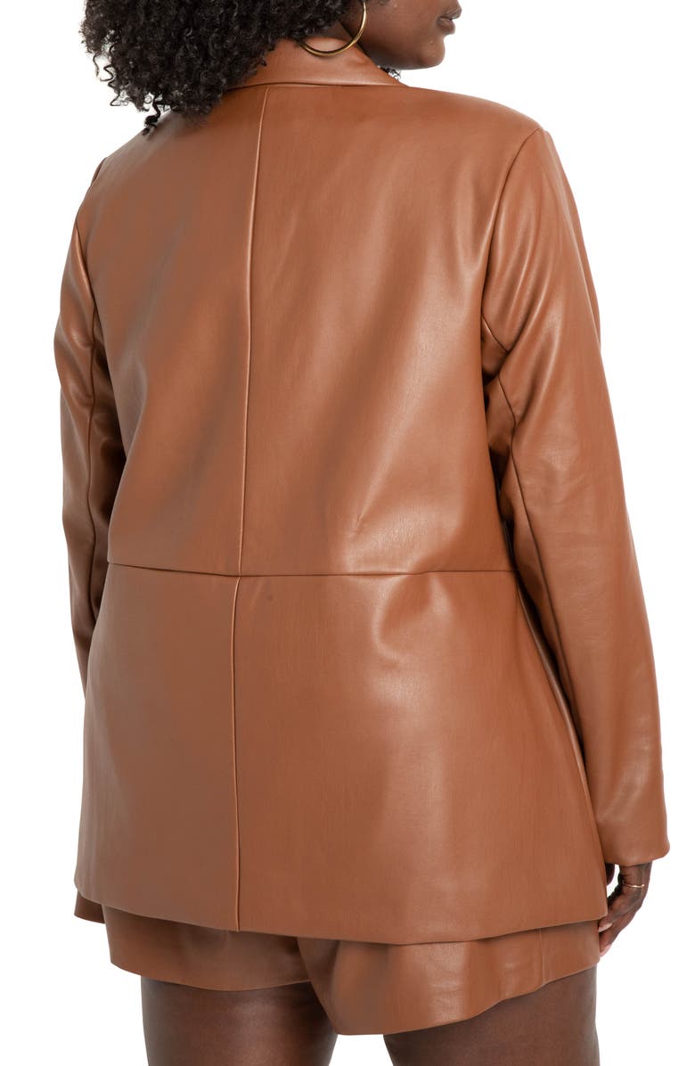 ELOQUII Faux Leather Double Breasted Blazer, Alternate, color,