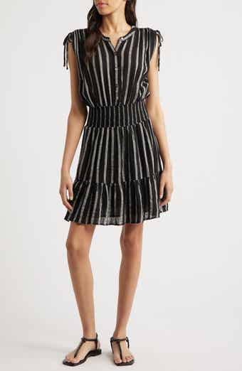 Rails Samina Stripe Smocked Linen Blend Dress