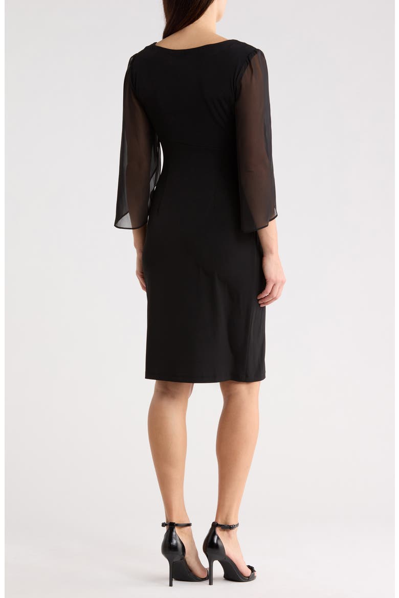 Sheer Sleeve Dress, Alternate, color, BLACK