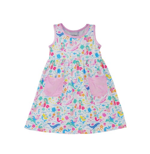 Flap Happy Girl's Playtime Upf 50+ Dahlia Sleeveless Dress With Pockets In Mermaid Friends