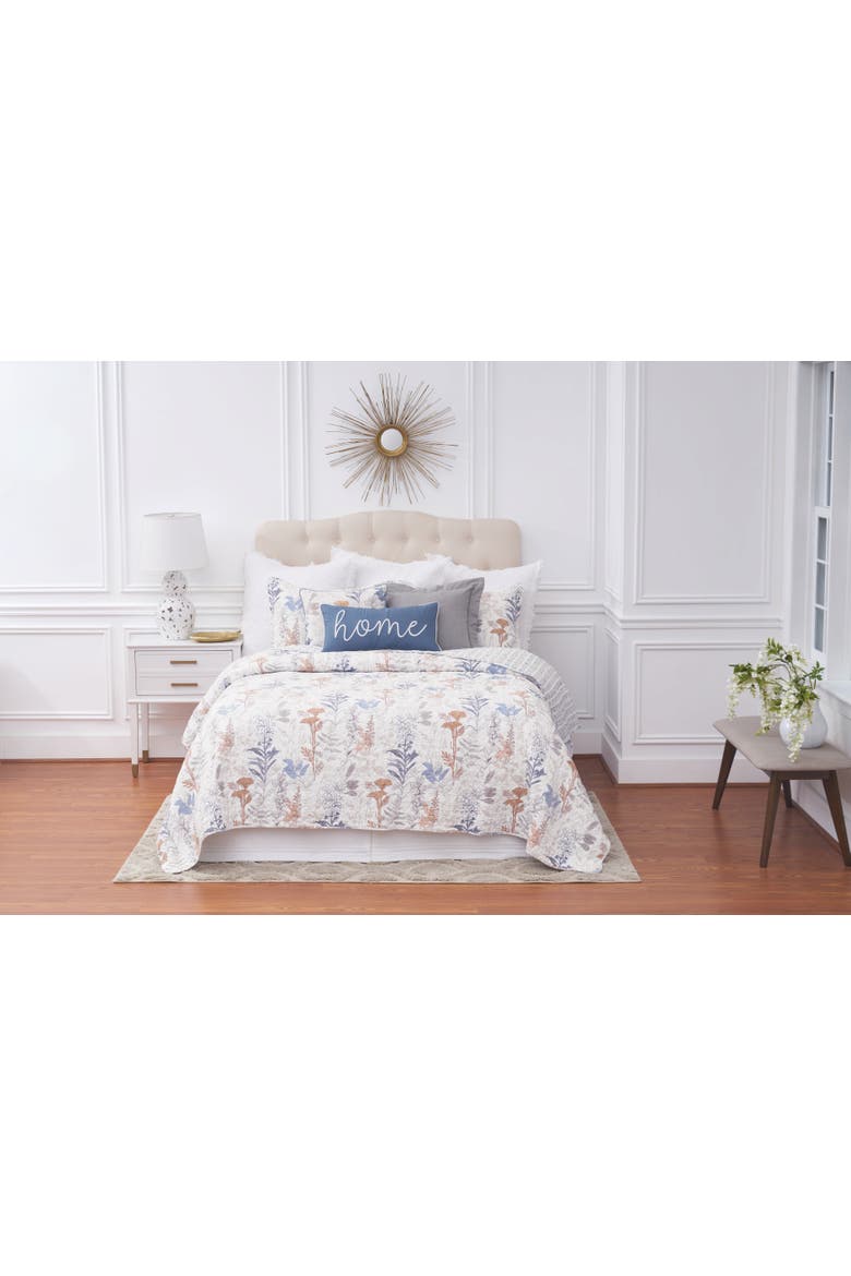 Lina Spring Floral Cotton Quilt Set  - Reversible and Machine Washable, Alternate, color, Blue