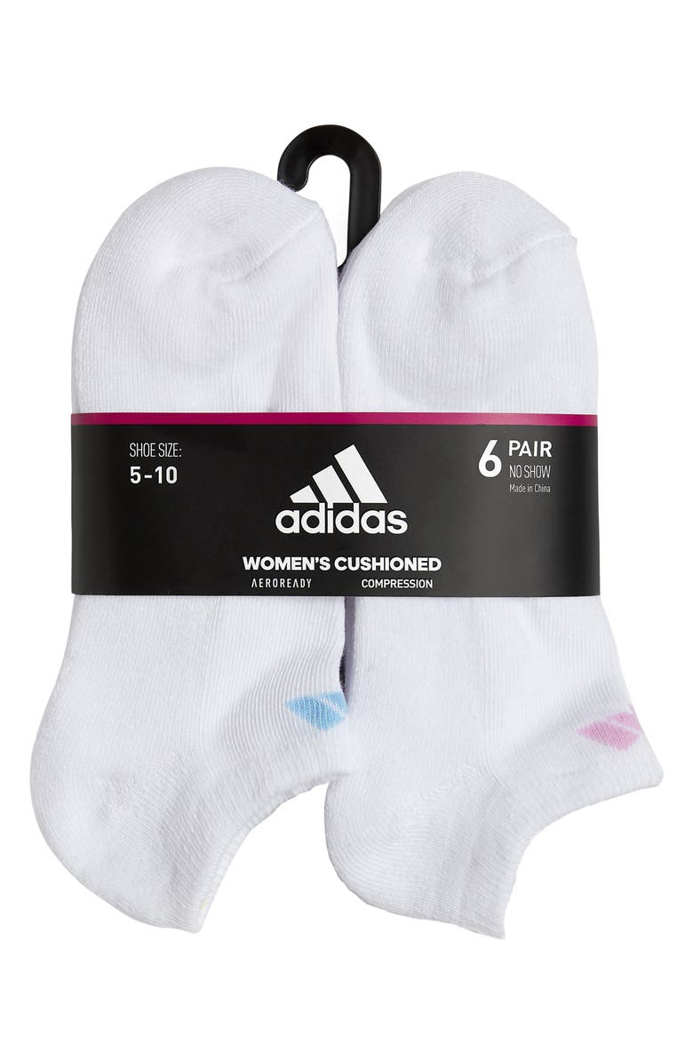 adidas Athletic Cushion Socks - Pack of 6, Alternate, color, White