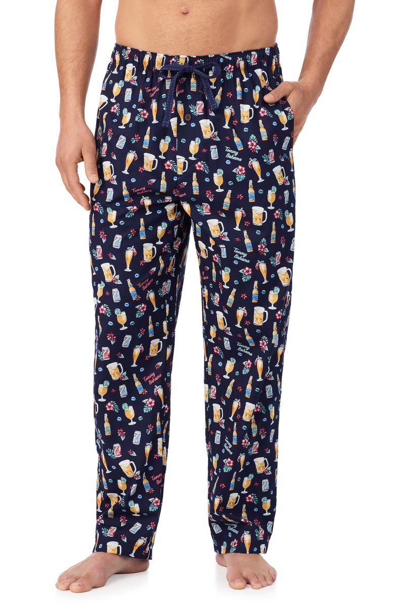 Tommy Bahama Woven Cotton Drawstring Pajama Pants, Main, color, Navygraph