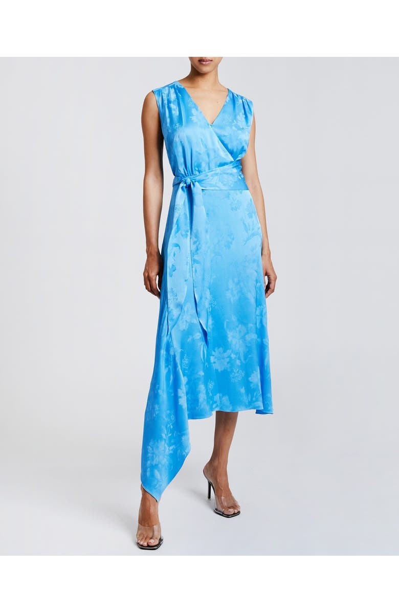 Santorelli VELIA Sleeveless Faux-Wrap Asymmetric Dress, Alternate, color, Cornflower