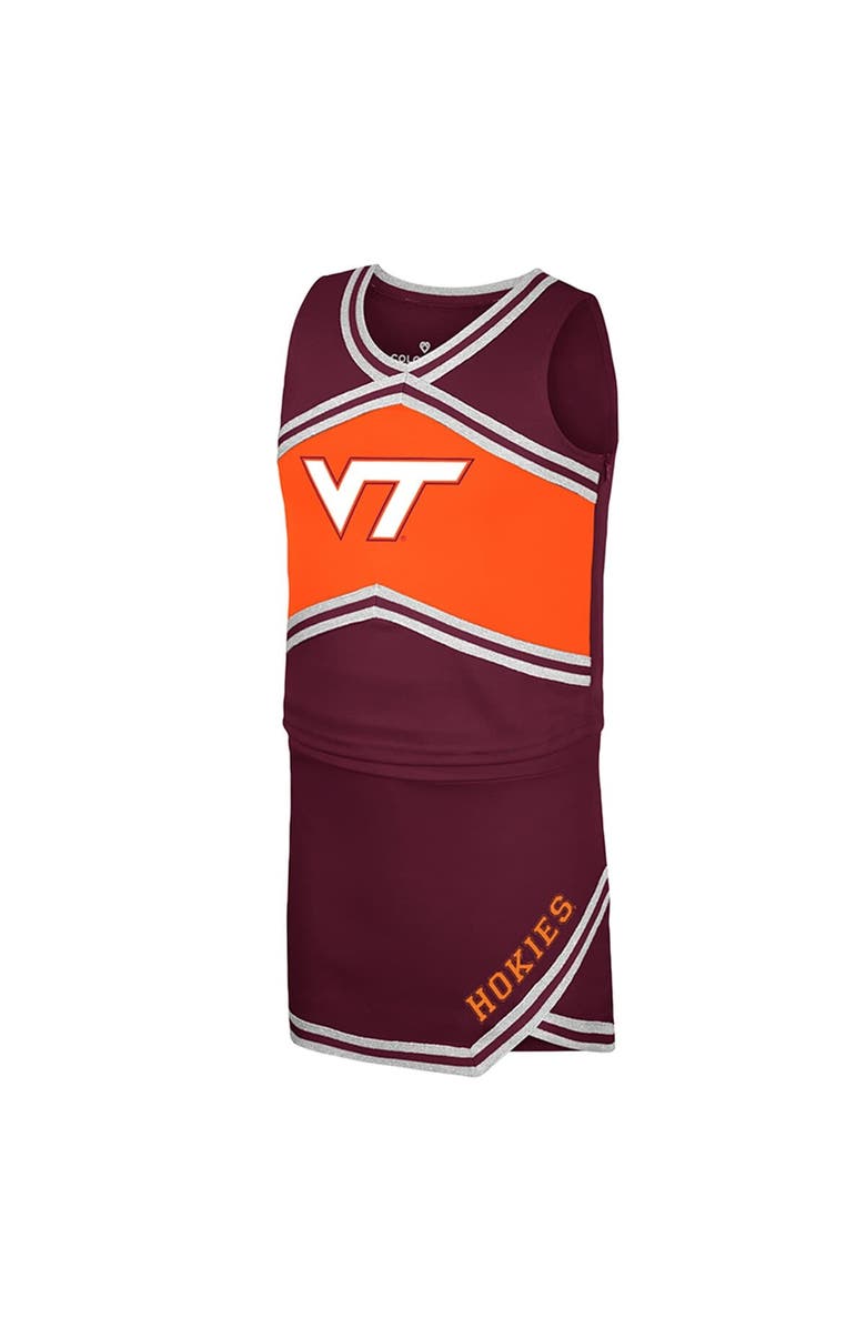 COLOSSEUM Girls Youth Colosseum Maroon Virginia Tech Hokies Cheerleader Top & Skirt Set, Alternate, color, Maroon