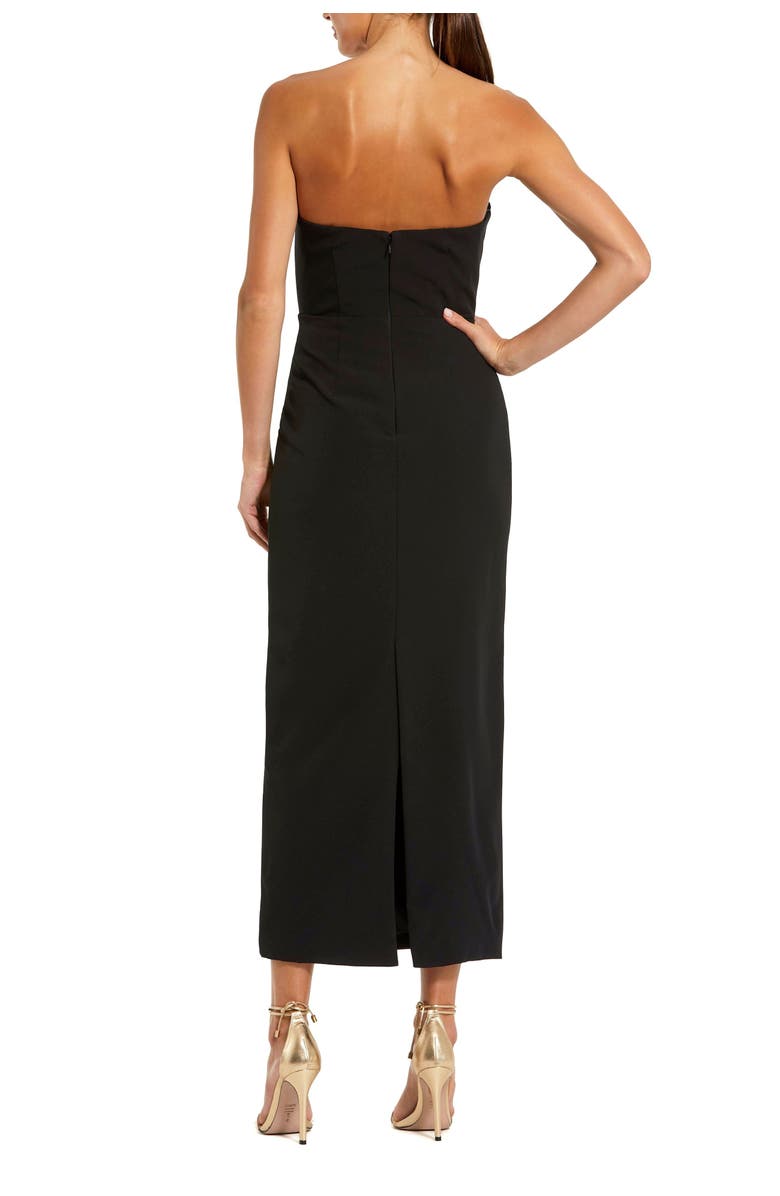 Mac Duggal Strapless Crepe Ankle Dress With 3D Satin Flowers, Alternate, color, Black Ivory