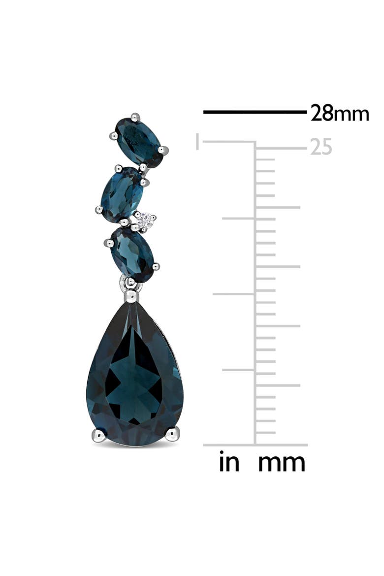 Gemstone & Diamond Drop Earrings 10K, Alternate, color, White Gold/Blue Topaz