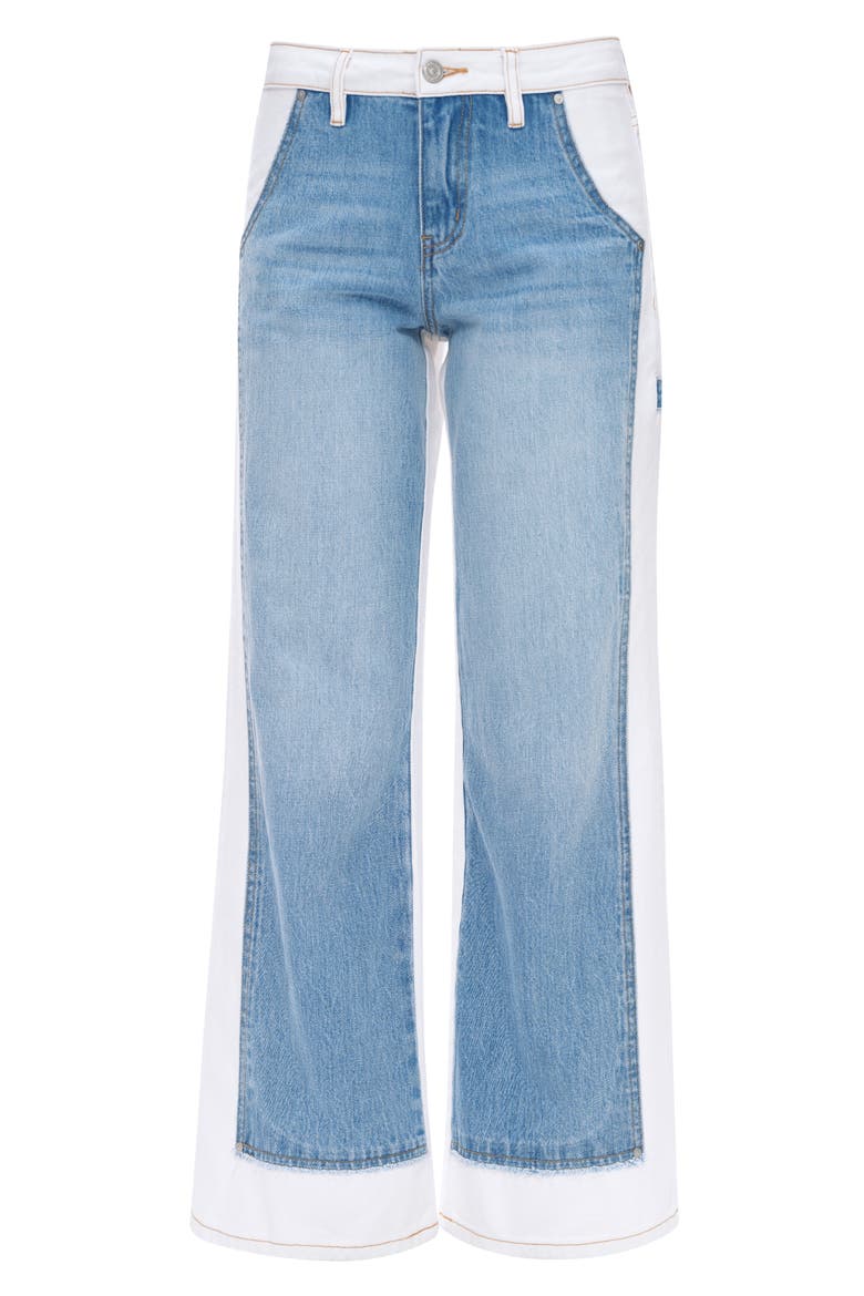 Jeremy Two-Tone High Waist Wide Leg Jeans, Alternate, color, CREAM