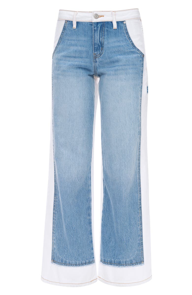 Bayeas Jeremy Two-Tone High Waist Wide Leg Jeans, Alternate, color, Cream