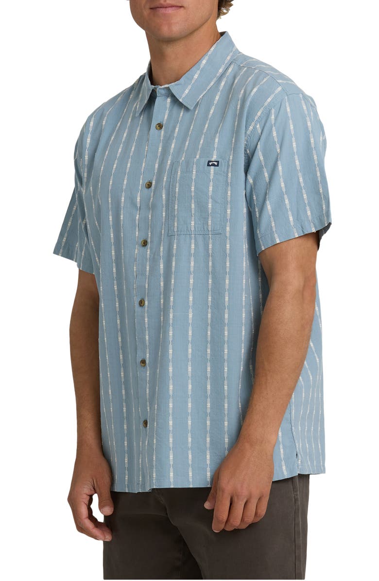 Billabong Sundays Stripe Jacquard Short Sleeve Cotton Button-Up Shirt, Alternate, color, Blue Fog