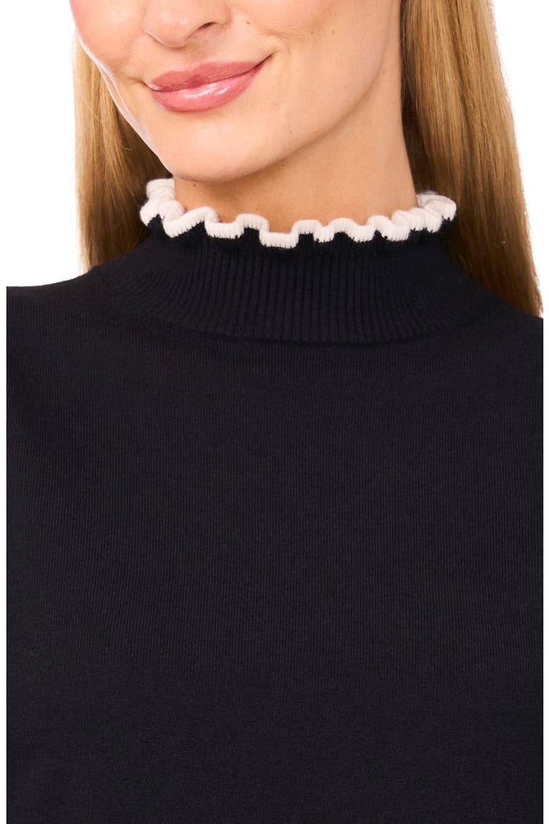 Ruffle Mock Neck Sweater, Alternate, color, RICH BLACK