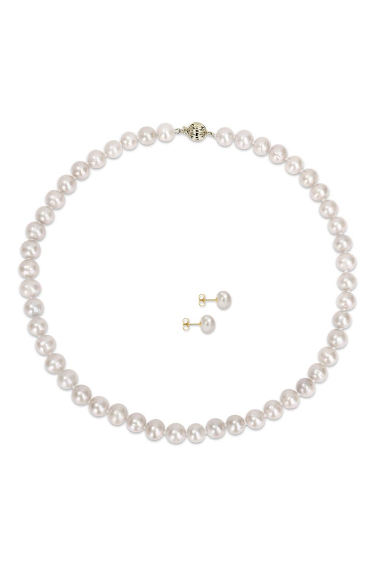 2-Piece Set Cultured Pearl Necklace & Earrings 14k, Alternate, color, White Pearl