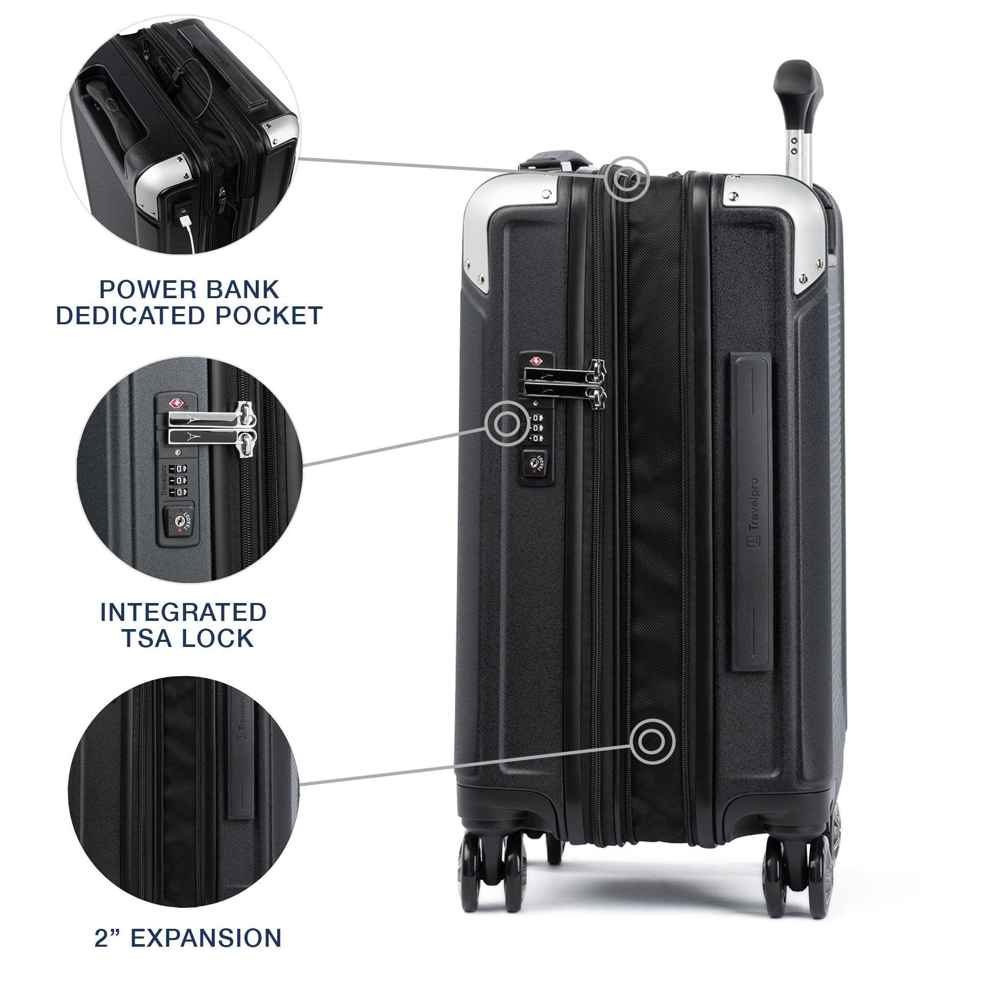 TRAVELPRO Platinum Elite Hardside Expandable Compact Carry-On 20-Inch Spinner, Alternate, color, Shadow Black