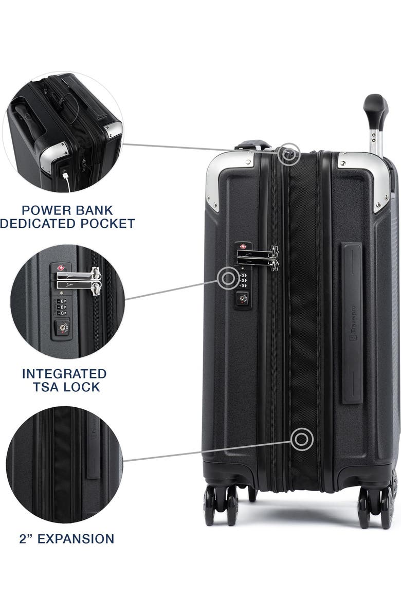 TRAVELPRO , Platinum Elite Hardside Expandable Compact Carry-On 20-Inch Spinner , Vintage Grey, Alternate, color, Shadow Black