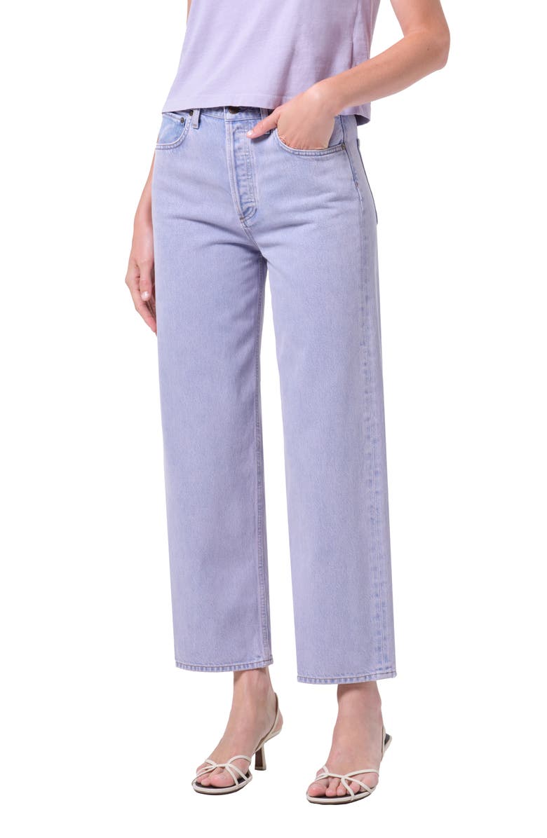 AGOLDE Ren High Waist Ankle Wide Leg Jeans, Alternate, color, Aura