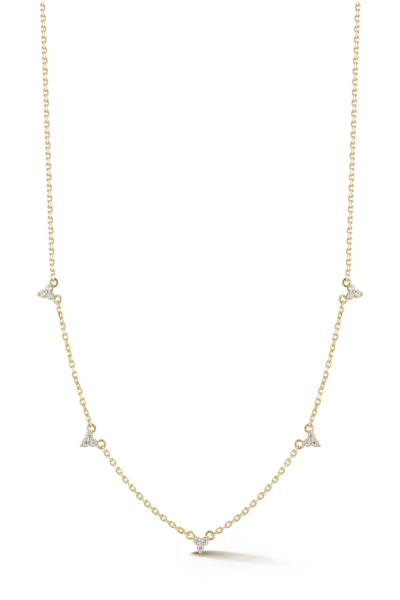 Cubic Zirconia Station Chain Necklace, Main, color, GOLD