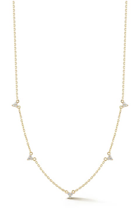 Cubic Zirconia Station Chain Necklace