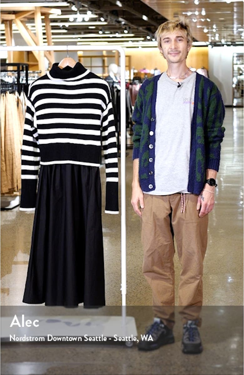 Mixed Media Long Sleeve Midi Dress, sales video thumbnail