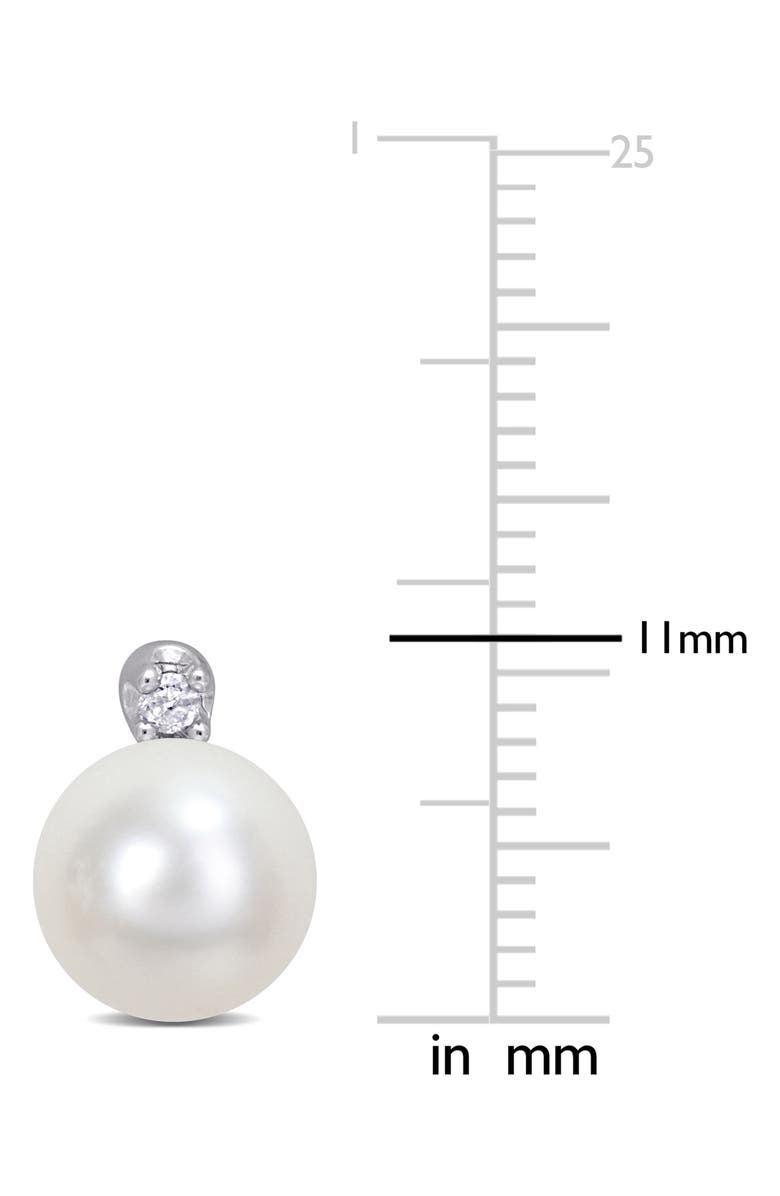 DELMAR Freshwater Pearl & Diamond Stud Earrings, Alternate, color, White