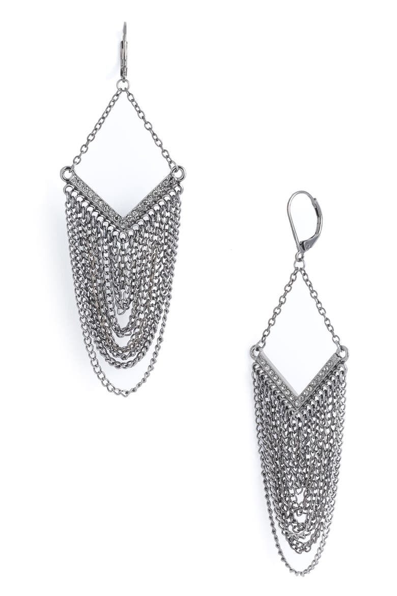 Chain Chandelier Earrings, Main, color, HEMATITE