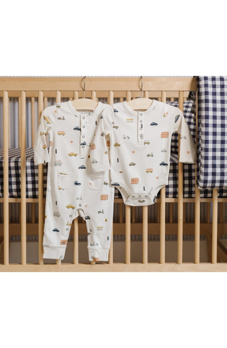 Pehr Henley Organic Cotton Bodysuit, Alternate, color, Rush Hour