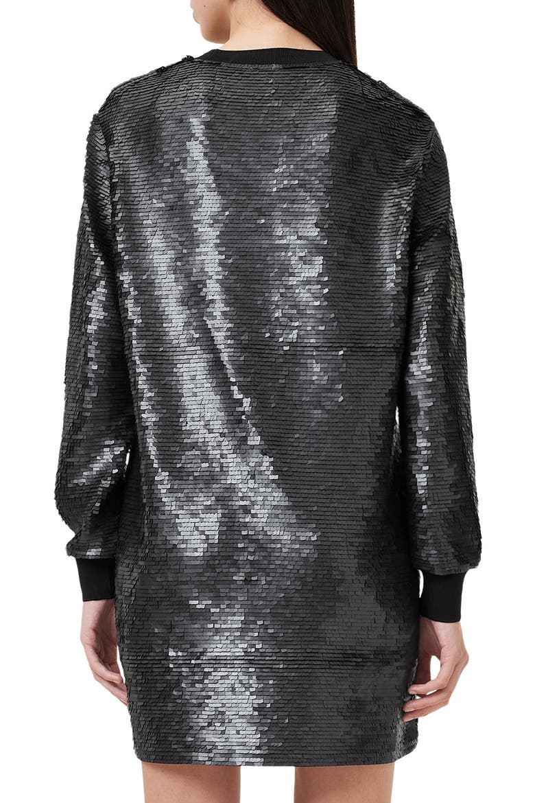 Jaya Sequin Long Sleeve Shift Minidress, Alternate, color, BLACK