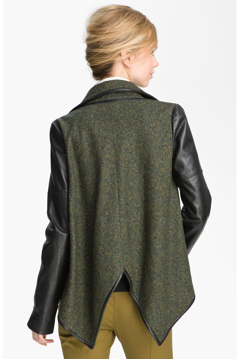 Leather Sleeve Jacket, Alternate, color, ARMY