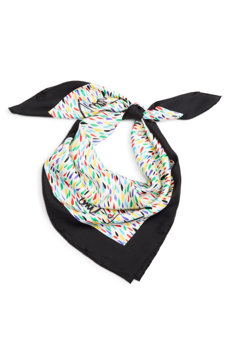 Colorful Print Silk Square Scarf, Alternate, color, WHITE MULTI