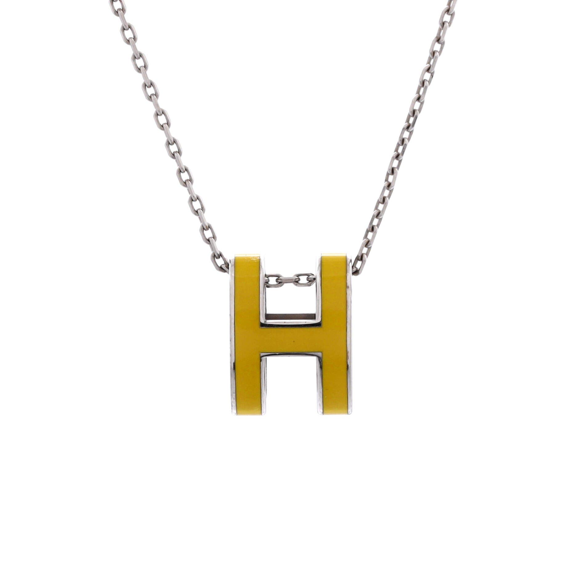 Pre-Owned Hermes Pop H Pendant Chain Necklace Metal and Enamel Mini, Main, color, Silver