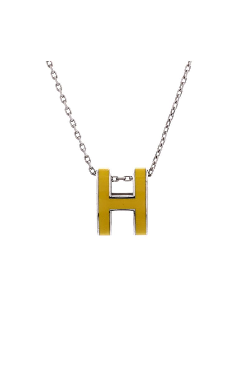 Pop H Pendant Chain Necklace Metal and Enamel Mini, Main, color, Silver