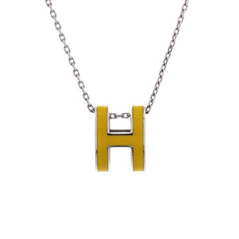 Pop H Pendant Chain Necklace Metal and Enamel Mini
