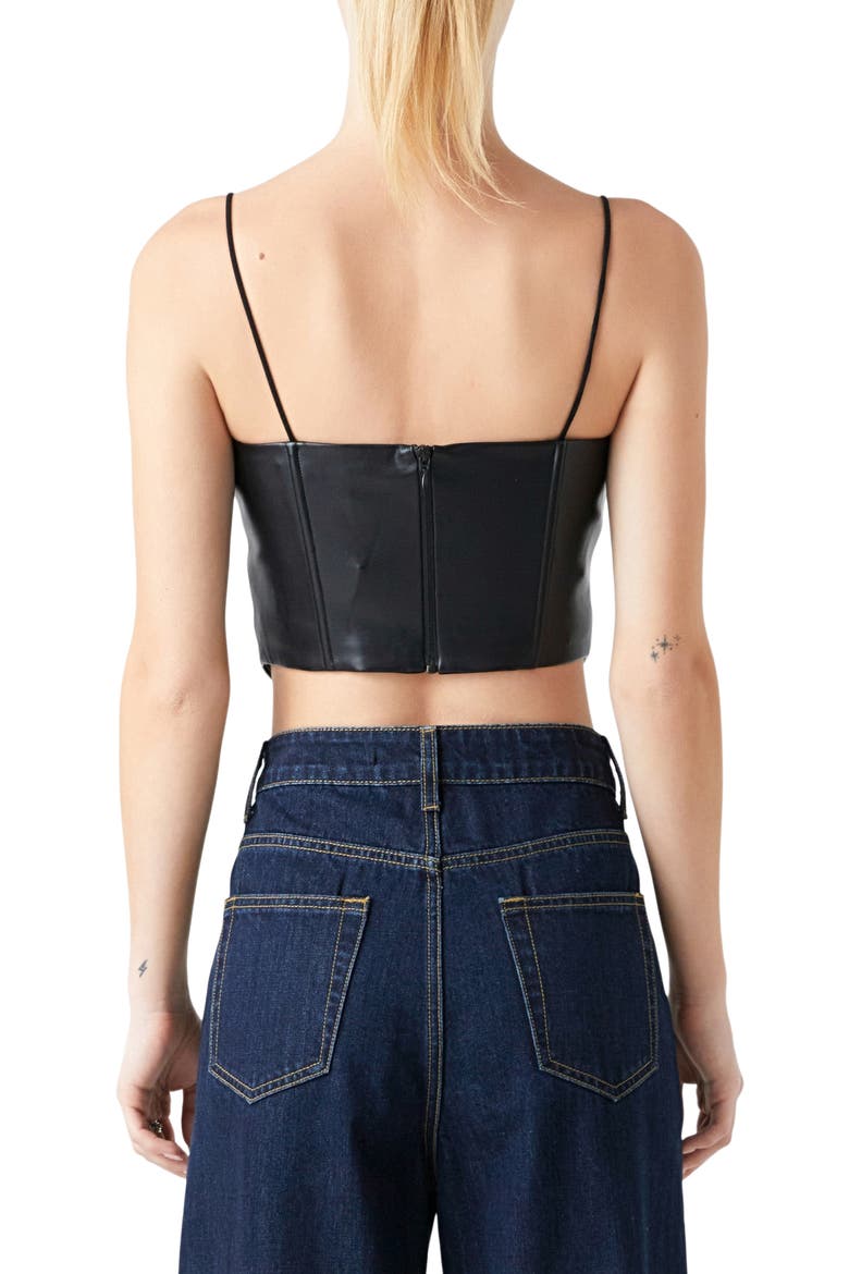 Faux Leather Crop Top, Alternate, color, BLACK
