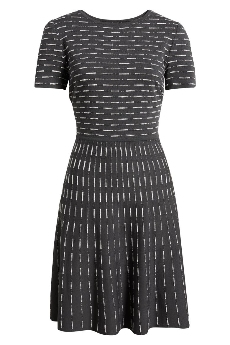 Digital Dash Short Sleeve Fit & Flare Dress, Alternate, color, GRANITE/ LUNAR ROCK