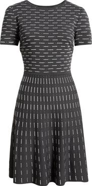 Ming Wang Digital Dash Short Sleeve Fit & Flare Dress
