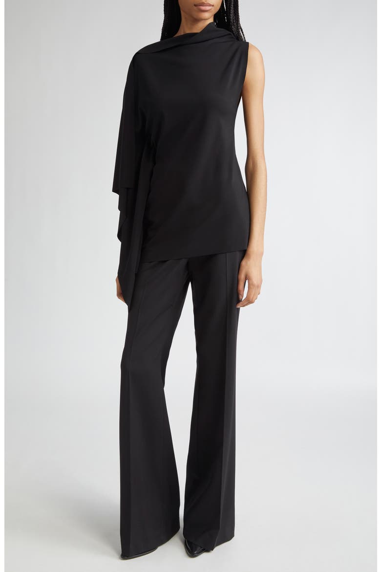 Fiorella Asymmetric Jersey Top, Alternate, color, BLACK
