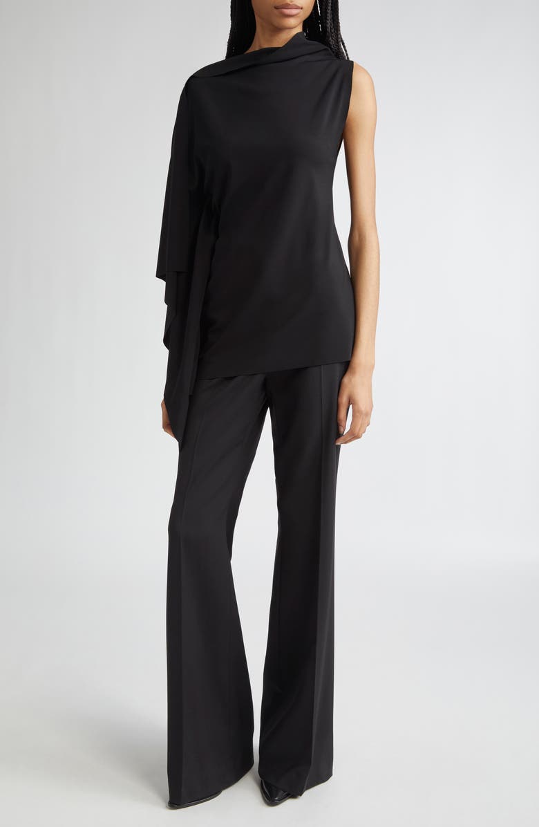 SPORTMAX Fiorella Asymmetric Jersey Top, Alternate, color, Black