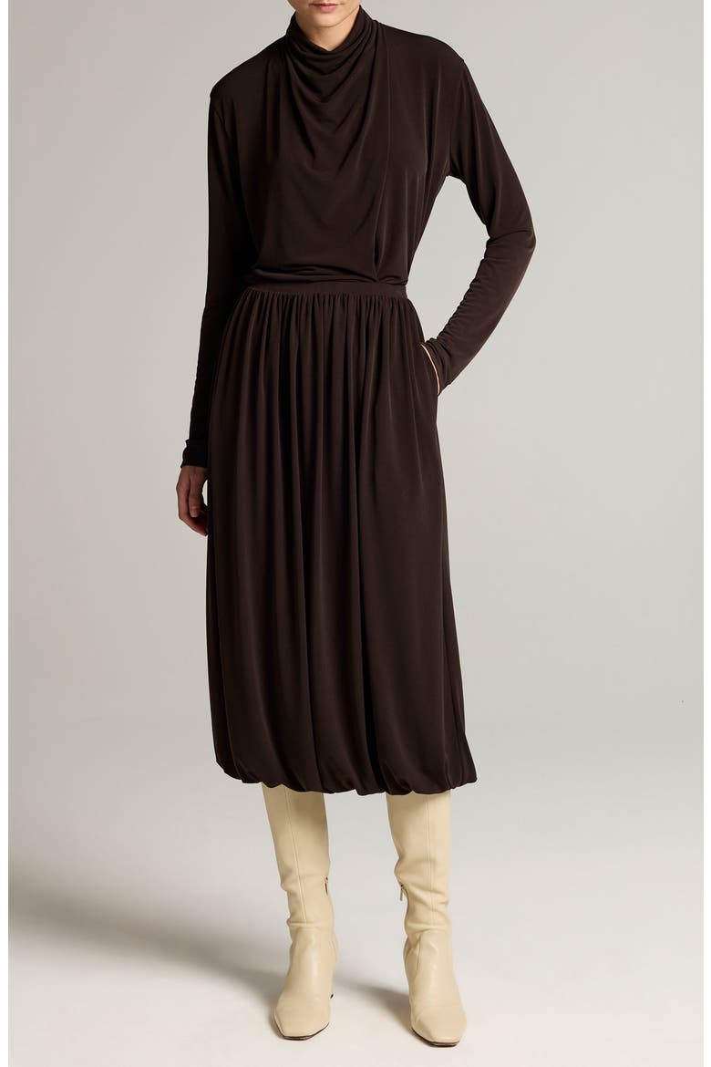 Draped Cowl Neck Long Sleeve Top, Alternate, color, SMOKED TRUFFLE